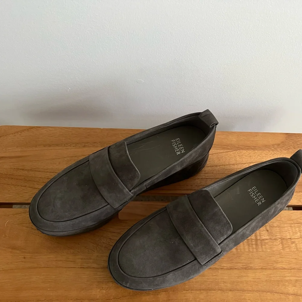 NWT Eileen Fisher Max Nubuck Wedge Loafers - Picture 3 of 8